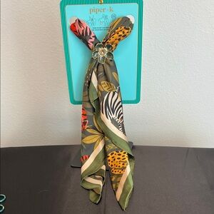 Piper K | Safari Print Scarf w/ Brooch